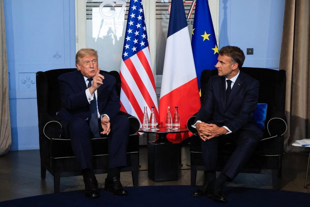 Trump meets Macron at G7 as Iran truce tops agenda, but trade tensions simmer
